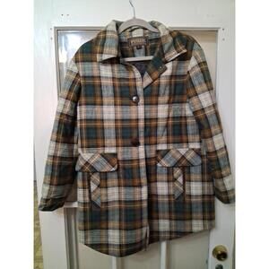 Vintage Pendleton Small Long Sleeve Wool Blazer Brown Green Plaid See Pics H1